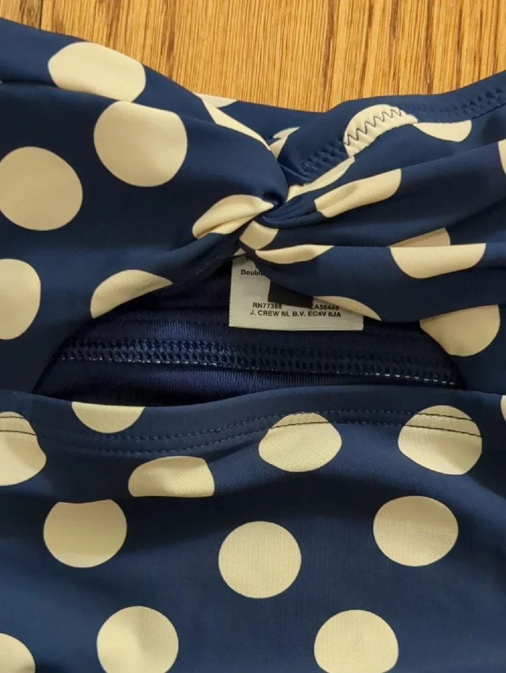 J. Crew Navy and White Polka Dot One-Piece Swimsuit Sz 10